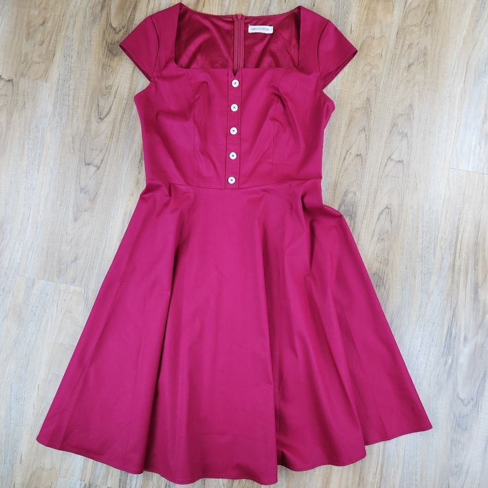 🔹️NWT Dark Red 50's Rockabilly Dress Large - Picture 6 of 12